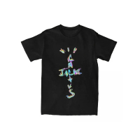 Kaos Pola Huruf Tebal Unisex Cactus Jack Travis |   100% Desain Slim Fit Drop Shoulder, Atasan Lenga