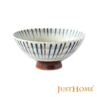 【Just Home】日本製美濃燒陶瓷5.5吋中式飯碗420ml-十草(毛料飯碗)