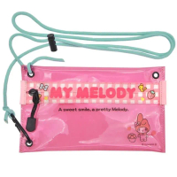 【小禮堂】Sanrio 三麗鷗 透明斜背手機包 - 快樂生活 美樂蒂 酷洛米 人魚漢頓(平輸品)