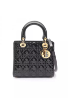 Christian Dior Pre-Loved Christian Dior LADY DIOR lady dior Handbag Patent leather black 2WAY