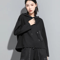 XITAO Hooded Casual Sweatshirt Solid Color Pullover Full Sleeve Personality Simplicity Spring Fashion Women New Top LYD1723