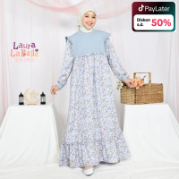 Laura La Belle Gamis Anak Perempuan Rajut Clara Long Dress Baju bunga motif Rempel Panjang Muslim Wa