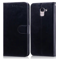 Leather Flip Case For Samsung Galaxy J6 Case Magnetic Wallet Phone Case For Samsung J6 Plus 2018 J6+ J 6 Plus J600F J610F Cover