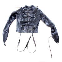 Black Asylum Straight Jacket Costume S/M L/XL BODY HARNESS Restraint Armbinder Jouet Adultesexe Kit наручники
