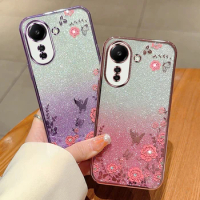 30pcs/lot For Redmi 12C Redmi 12 5G/4G Luxury Glitter Butterfly Flower Phone Case For Xiaomi Redmi 13C 4G Gradient Cover