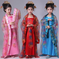 traditional chinese dance costumes children women girls for kids sleeve fan dress folk costume woman ancient hanfu clothing