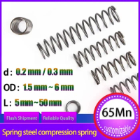 65Mn Wire Diameter 0.2 / 0.3mm Cylidrical Coil Small Compression Spring Return Compressed Springs Release Pressure Spring Steel