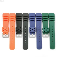 20mm 22mm Diver Watch Strap Men Sport PU Silicone Waterproof Replacement Wrist Band Bracelet Watchband Accessories for Seiko