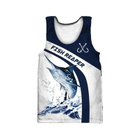 Hawaiian Shark Tank Top 3D Fishing Printed Sleeveless Tank Top Summer Casual Men's Fitness Harajuku