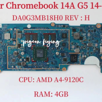 DA0G3MB18H0 For HP Chromebook 14A G5 14-db Laptop Motherboard CPU: AMD A4-9120C RAM: 4GB L51319-001 100% Tested Working Well