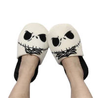 MINISO The Nightmare Before Christmas Jack Skellington Cosplay Slippers Adult Unisex Costume Plush Cotton Family Shoes Gift