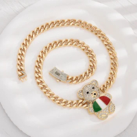 new Italian Teddy Bear big pendant original zircon copper material Teddy Bear jewelry gift charm to send friends wholesale price