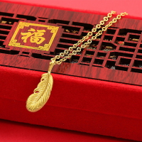 新款 越南沙金羽毛項鏈仿真飾品泰國金專柜女士項鏈真金色飾品久