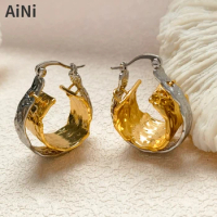 Fashion Jewelry Cool Design High Quality Copper Metallic Thick Silver Plated Gold Color Hoop Earrings For Women Giro Party Gift