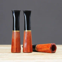 Cigar Holder Rosewood 9mm Filter Flue Cigarette Pipe Retro Gentleman Straight Type Handle Smoking Pipe Accessory Old Dad's Gift