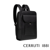 【Cerruti 1881】義大利頂級小牛皮後背包 CEZA06173M(黑色)