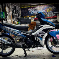 Nhãn dán xe exciter 135 tem LC trắng đen xanh decal chống nước- tem rời ex nhỏ