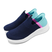 【SKECHERS】休閒鞋 Ultra Flex 3 Slip-Ins 童鞋 中童 大童 女鞋 深藍 套入式 健走 記憶鞋墊(303800-LNVTQ)