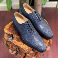 Sipriks Luxury Stingray Skin Dress Oxfords Shoes Mens Fashion Wedding Wear Shoes Italian Goodyear Welted Gents Suits Business 44