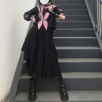 【花吹雪】貓膩JK社原創日系jk水手服不良制服學院風長裙正版套裝--享樂