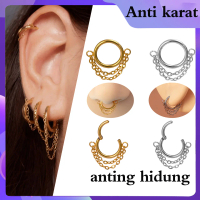 anting hidung titanium asli anti karat dan anti luntur anting bulat rantai ganda anting emas stainle
