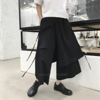 Japanese Harem Pants Men Vintage Loose Joggers Trousers Haori Cross-pants Crotch Pants Wide Leg Pants Samurai Costume Plus Size