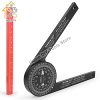 Woodworking Scale Mitre Saw Protractor 360° Angle Level with Pencil Carpenter Angle Finder Measuring Ruler Meter Gauge Tools