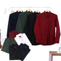 Baju kemeja Pria Kasual Polos Hitam Putih Lengan Panjang /Hem Baju Pria/ Kemeja Cowok Kemeja Kantor
