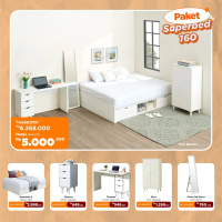 IFURNHOLIC Paket Kamar Tidur Queen Set Superbed 160 | Furniture Set Kamar Tidur | Dipan Tempat Tidur