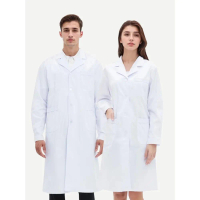 White Coat Unisex Doctor Uniform Long Sleeve Nurse Uniform Pharmacy Protective Workwear Medical Stud