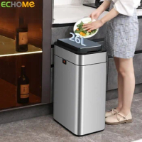 ECHOME 40L Smart Trash Bin Kitchen Induction Type Waterproof with Lid Bathroom Trash Can Automatic Packaging Large Waste Bins
