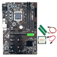 B250 BTC Mining Motherboard LGA 1151 with G3930 CPU+2XDDR4 4GB 2666MHZ RAM +Switch Cable+SATA Cable for Mining Miner