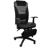 LOGIS-夏冬兩用專利置腳台全網椅/電腦椅/辦公椅/全網椅/皮椅(含皮墊)