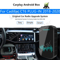 Car Radio Carplay Android Ai Box For Cadillac CT6 PLUG-IN 2018 - 2020 Multimedia Player Radio Apple Wireless Upgrade Mirror Link