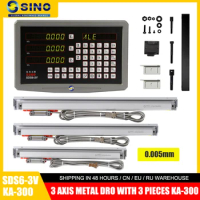 SINO SDS6-3V Metal Case 3 Axis Lathe Milling DRO Digital Readout And 3 Pieces 5um KA-300 Linear Scale Optical Encoder Ruler