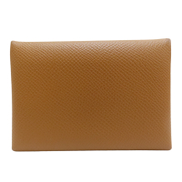 【二手名牌BRAND OFF】HERMES 愛馬仕【再降價】金棕色 Epsom皮革 扣式零錢包 B刻
