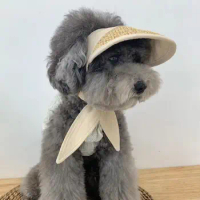 Cat Pet Dog Hat Small Dog Teddy Bear Sunscreen Sun Hat Pastoral Style Decoration Photo Dog Costume Hat for Cat Dog Birthday