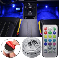 Wireless Adhesive LED Car Interior Ambient Light Colorful Ambient Light Decoration Atmosphere Lamp With Remote Control Battery