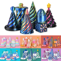 3/7pcs 3D Printed Spiral Cone Fidget Toys Pyramids Rotating Impossible Passthrough Sculpture Antistr
