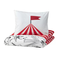 BUSENKEL 單人被套附一個枕頭套, 歡樂馬戲班 紅色/白色, 150x200/50x80 公分