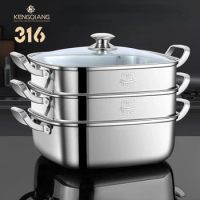steamer pot Household 316 stainless steel thickened multifunctional Electromagnetic furnace gas universal