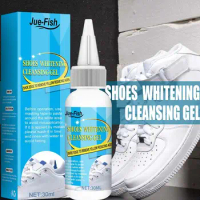 30/100ml White Shoes Cleaner with Tape &amp; Brush Shoes Whitening Kit Multifunction Shoe Cleaning Kit for White Shoes Sneakers