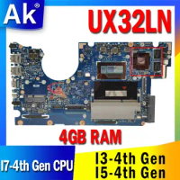 UX32LN Original Mainboard for ASUS UX32LN UX32L UX32 Laptop Motherboard with 4GB RAM i3-4th Gen i5-4th Gen i7-4th Gen CPU GT840M