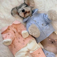 Pet Four Legged Cotton Jacket Cute Plaid Teddy Bear Jacket Thickened Dog Small Puppy Yorkshire Schnauzer Teddy Clothes Dog Suit