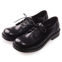 日本 HARUTA 女 平底圓頭 黑色 3孔綁帶皮鞋 人造皮革 復古經典 學生鞋 通勤鞋 4902