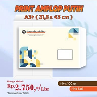 Print Custom Amplop Putih A3 Full Colour Laser Print Warna