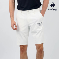 【LE COQ SPORTIF 公雞】高爾夫系列 男款白色漸層感草寫刺繡字母運動防曬短褲 QGT8T903