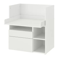 SMÅSTAD 書桌/工作桌, 白色 白色/附2個抽屜, 90x79x100 公分