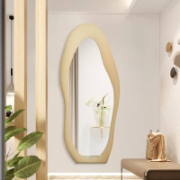 Full Length Large Wall Mirror Stickers Dressing Appearance Curved Irregular Wall Mirror Long Bath Specchi Salon Decor HY50WM