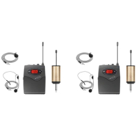 New 2X Wireless Microphone System,Wireless Microphone Set With Headset &amp; Lavalier Lapel Mics Beltpack Transmitter Receiver